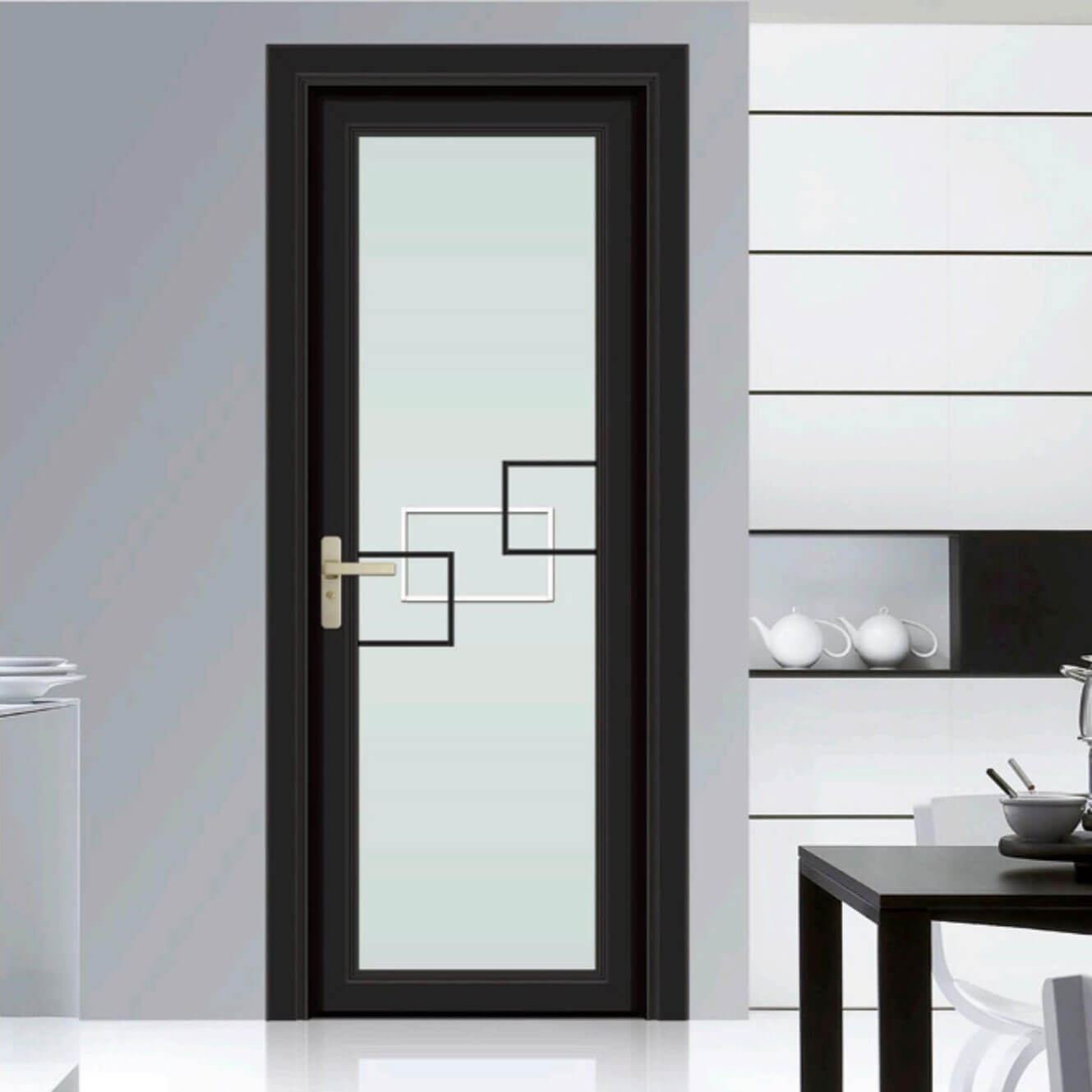 88 Flat Panel - Sliding/Swing Door Series - OS-19048 - Porcelain Electrophoresis Black