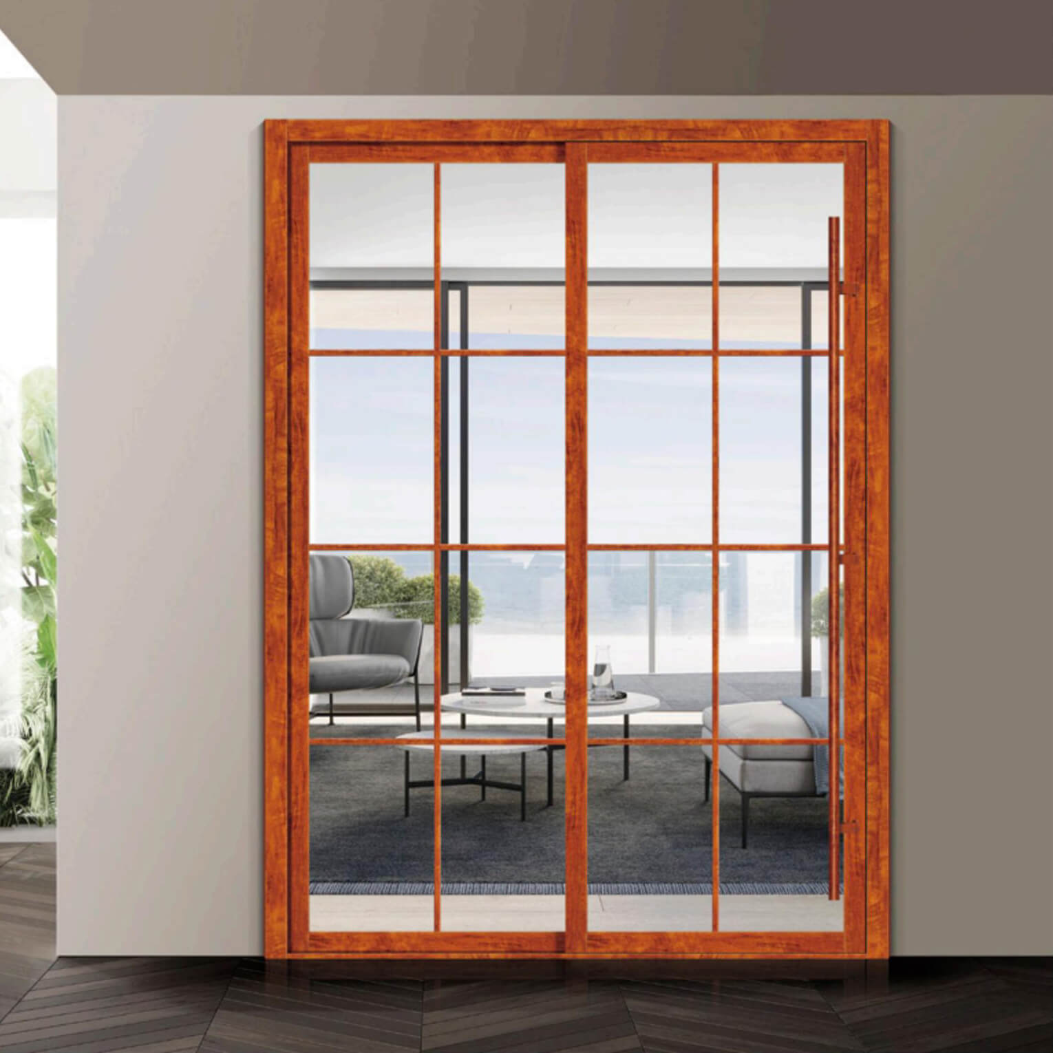 50 Single Glass - Lattice Door Series - OS-19160 (Apple Wood)