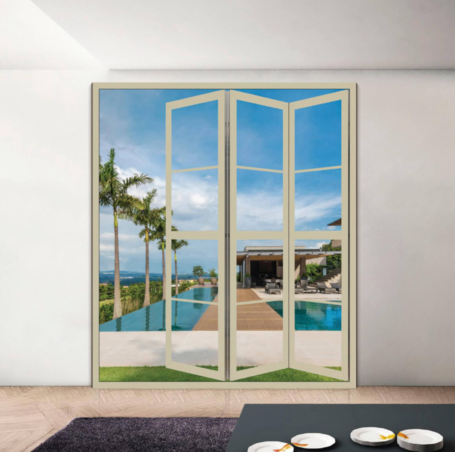 Folding Door Series - OS-19151 - Crystal Electrophoresis Champagne Center Mullion