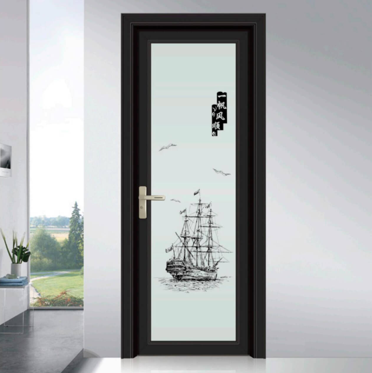 80 Flat Panel - Sliding/Swing Door Series - OS-19097 - Pearl Black