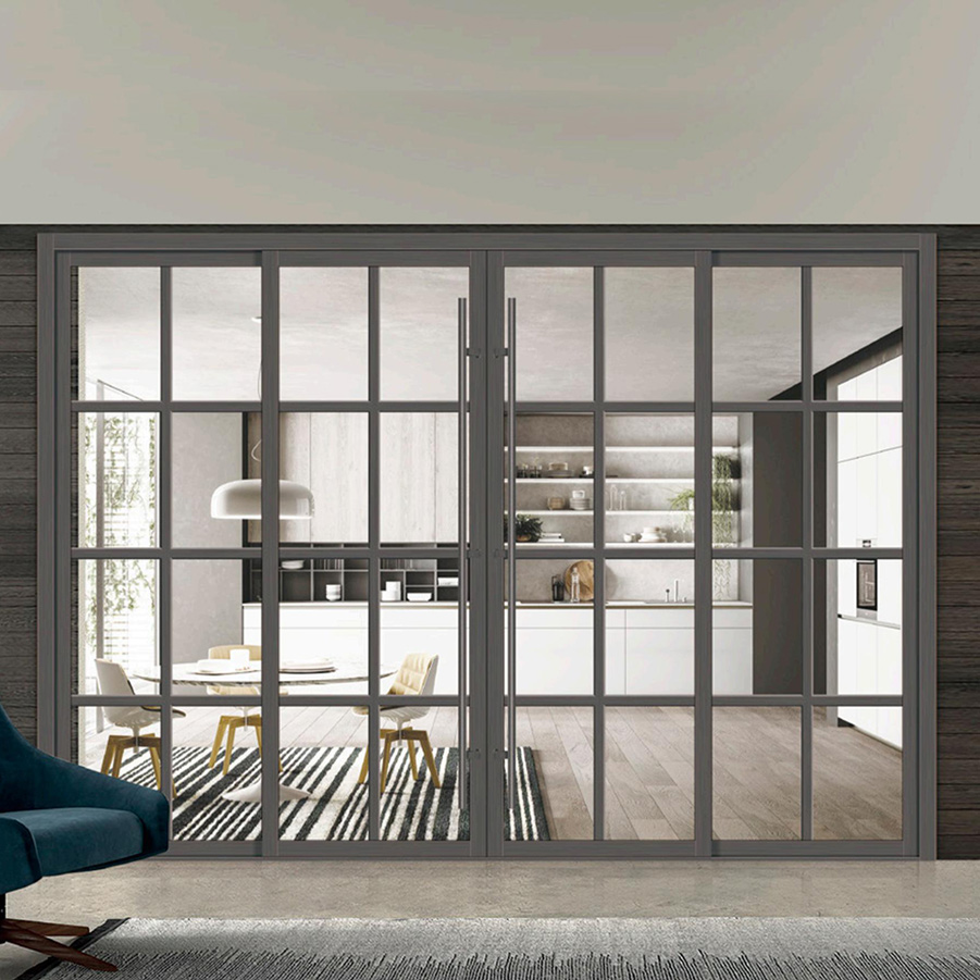 50 Single Glass - Lattice Door Series - OS-19159 (Brushed Iron Gray)