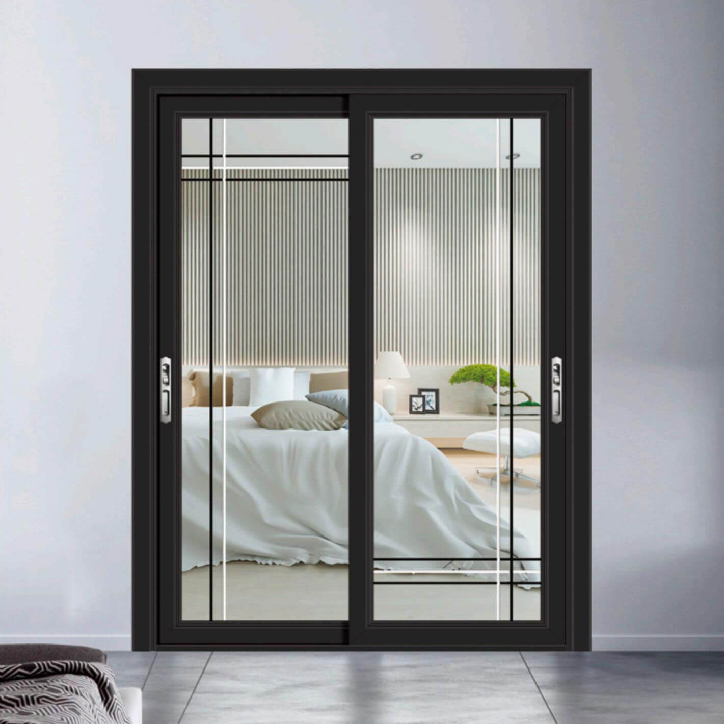 88 Flat Panel - Sliding/Swing Door Series - OS-19019 - Porcelain Electrophoresis Black