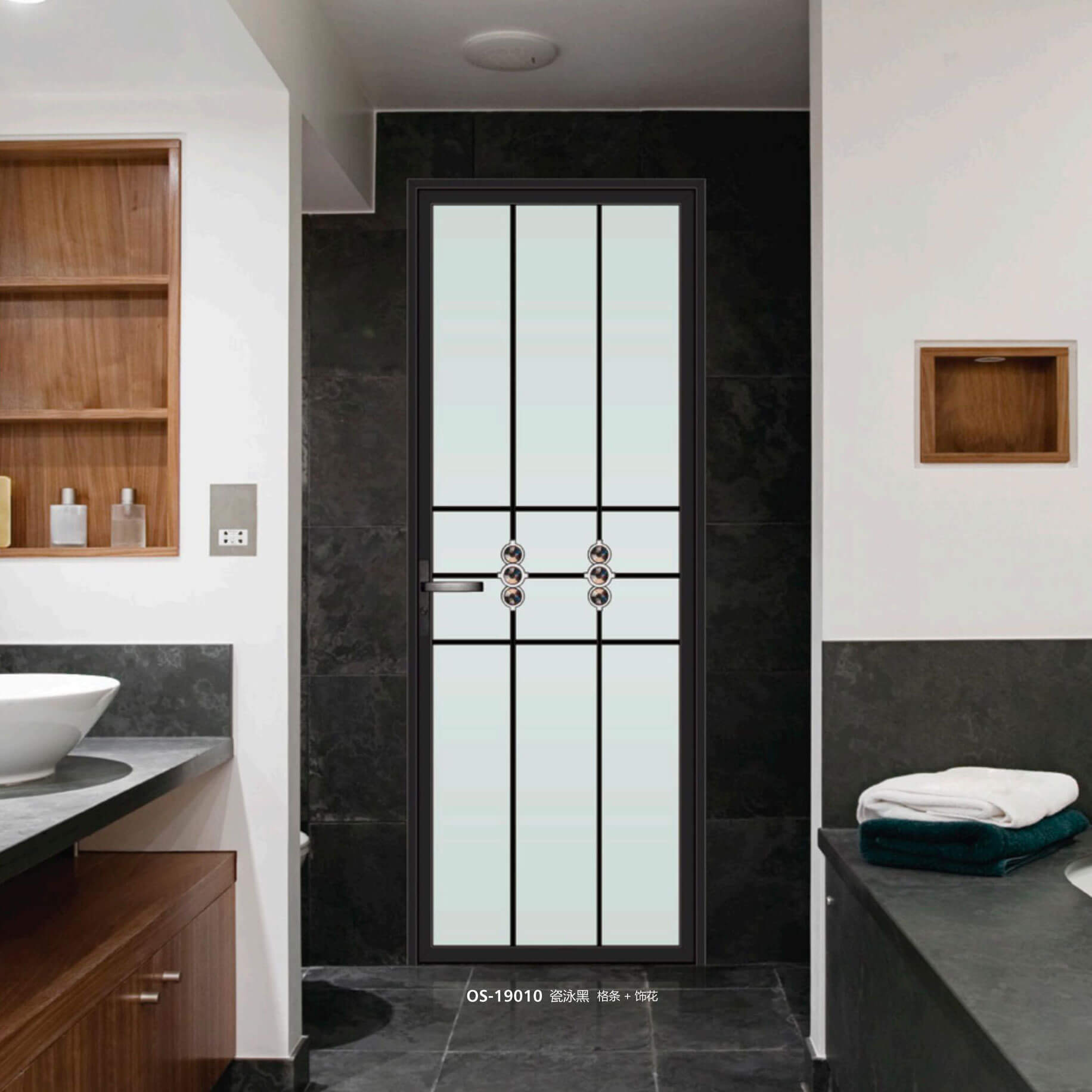 Narrow Edge Sliding and Swing Door Series - OS-19010 - Porcelain Electrophoresis Black