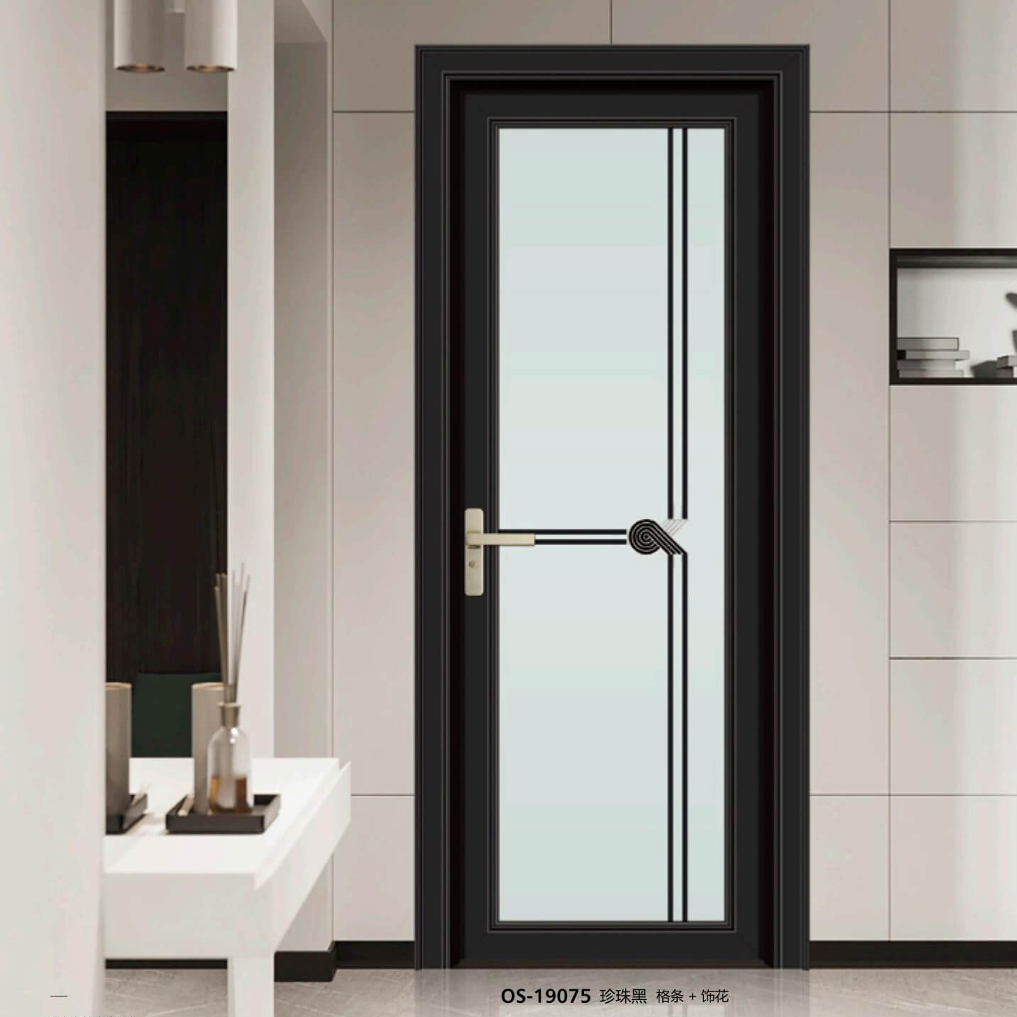85 Flat Panel - Sliding/Swing Door Series - OS-19075 - Pearl Black
